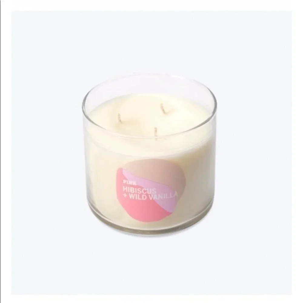 Victoria's Secret Candle Triple Wick Jar PINK Hibiscus + Wild Vanilla  HIBISCUS